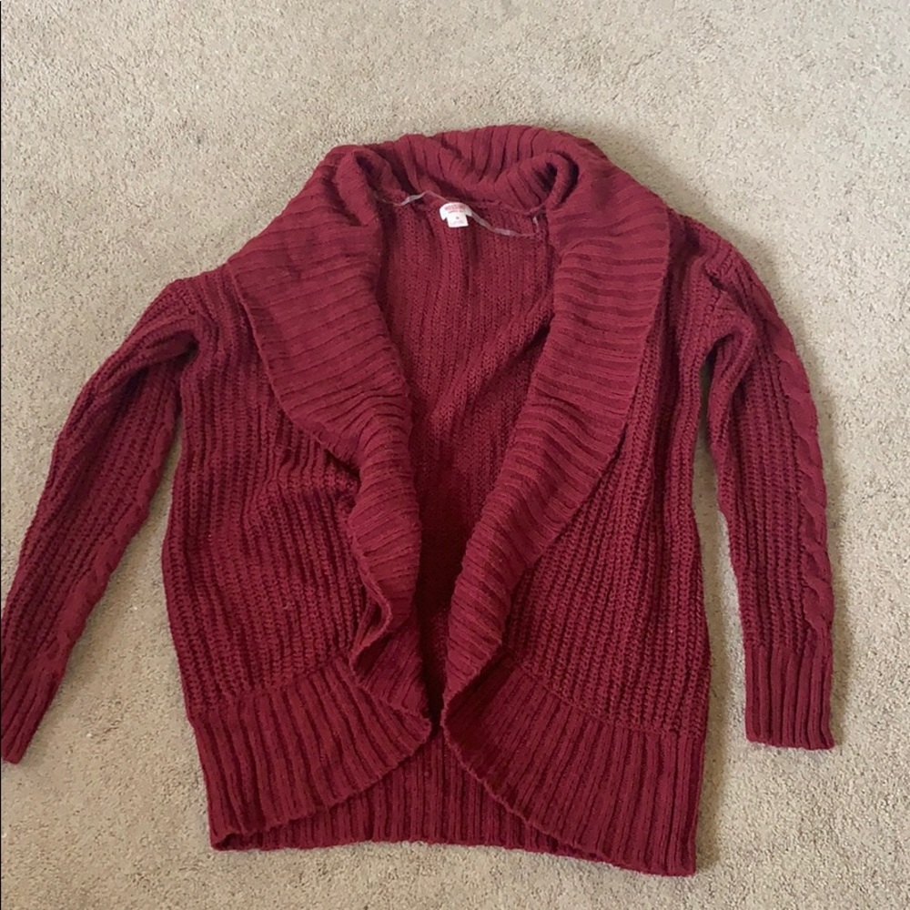 Burgundy Cable knit cardigan